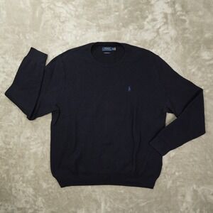 Polo Ralph Lauren Pima Cotton Crew Neck Sweater Men's XXL Navy Blue Mesh Knit